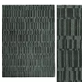 Dark Toned Square Rug Featuring Geometric Striped And Textured Square Patterns