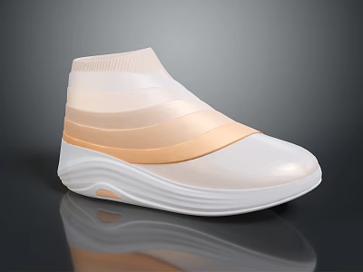 Modern High Top Shoes With Layered Beige And Light Brown Design And White Sole 3d model