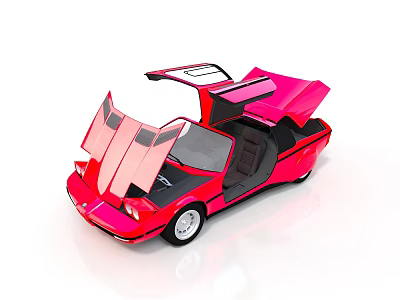 Pink Sports Car Model With Open Butterfly Doors And Streamlined Design 3d model