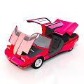 Pink Sports Car Model With Open Butterfly Doors And Streamlined Design