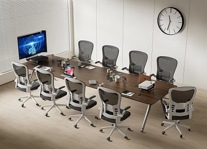 Modern Meeting Table and Chair Office Desk and Chair 3d model
