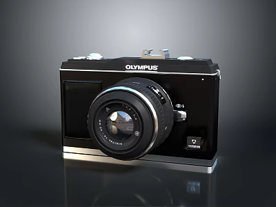 Vintage Olympus Black Analog Camera With Single Lens Retro Design 3d model