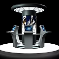 Public Facility with Modern Circular Design Illuminated Top Central Pillar and Multiple Touchscreen Displays 3d model