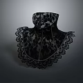 Elegant Black Lace Collar With Intricate Floral Pattern And Detailed Edges