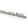 Three Concrete Architectural Structures With Metal Railings And Gray Surfaces