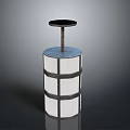 Modern Minimalist Cylindrical Pedestal With White Panels Black Bands And Circular Top
