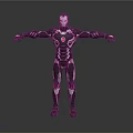 Armored Superhero Character In Black And Silver Mechanical Suit With Extended Arms