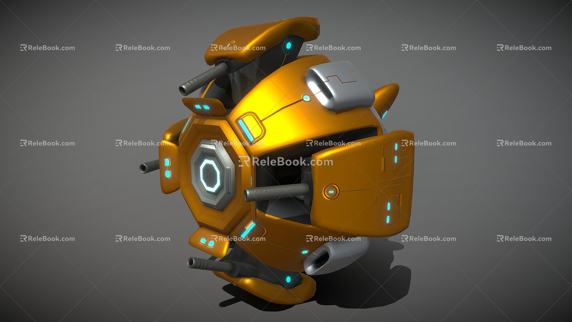 Combat Drone Spherical Fighter Metal Ball Sci-Fi Fighter 3d model