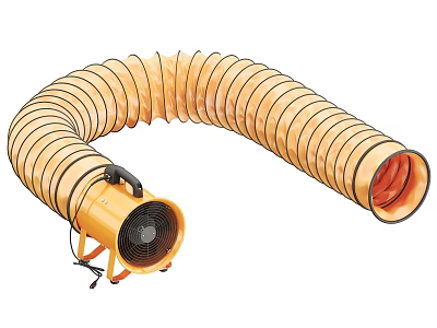 Industrial Ventilation Equipment With Portable Orange Flexible Duct And Blower 3d model