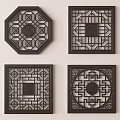 New Chinese-style openwork window retro window grilles openwork window 3d model