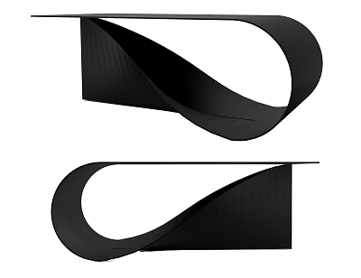 Modern Curved Black Dining Table With Sleek Smooth Lines And Contemporary Design 3d model