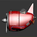 Red Passenger Plane Model With Shiny Body Propeller And Cockpit