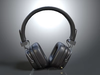 Professional Black Over Ear Headphones With Soft Leather Earpads Sleek Design And Glossy Finish 3d model