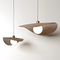 Modern Curved Copper Pendant Lights With Round Light Source On White Background 3d model