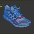 Gray And White Running Shoes With Red Accents Mesh Upper And Three Stripes Design