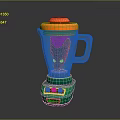 Electric Blender With Orange Lid Silver Jar Measurement Markings Green Base And Orange Buttons