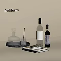 Poliform Elegant Table Setting With Wine Bottles Glass Tray And Book