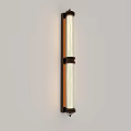 Modern Long Cylindrical Wall Lamp With White Glowing Tube And Dark Brown Frame