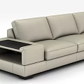 Modern Sectional Sofa In Light Beige Leather With Modular Design And Comfortable Seats 3d model