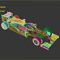 Red Bull Formula 1 Racing Car With Blue Red Livery And Sponsor Logos