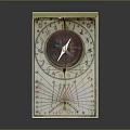 Antique Wooden Sundial Compass Open Case With Scaled Dial Red Pointer And Markings