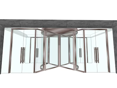 Modern Revolving Door Design With Glass Panels And Metal Frame 3d model