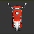 Vespa Scooter With Red And Gray Body Beige Seat White Wheels Reflective Surface