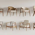 Modern Accent Chairs With Wooden Frames Upholstered Seats And Woven Design Details
