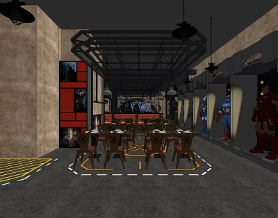 Industrial LOFT Bar Heroes League Theme Coffee Shop 3d model