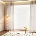 Elegant White Curtains With Blinds And Yellow Flowers In Modern Interior Design