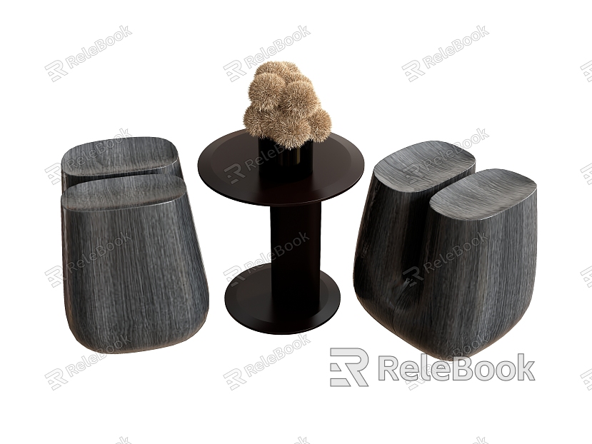 Modern Stool Low Stool Log Stool Shoe Stool Side Table Low Table Round Table Coffee Table Vase Flower Pot Potted Plant model