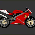 Red Sports Motorcycle With Black Seat White Accents And Gold Wheels Design