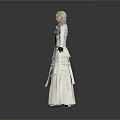 Fashionable Man In White Long Coat With Black Gloves Standing With Arms Outstretched