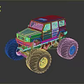 Blue Monster Truck With Large Wheels And High Off Road Chassis Design