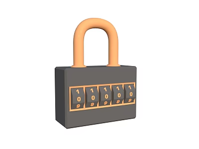 Modern Door Handle With Combination Lock And Orange Shackle Gray Body 3d model