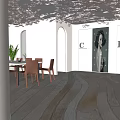 Elegant Beauty Hair Salon Interior With White Walls Round Mirror Dark Flooring And Decorative Ceiling