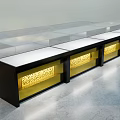 Modern Display Shelves With Black Frame White Top And Golden Pattern Lighting 3d model