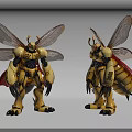 Two Game Movie Characters Yellow Mechanical Bee With Wings And Red Cape