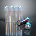Volcano AA Batteries Four Pack With Black And Blue Design Packaged And Unpackaged