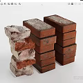 Stacked Aged And New Red Bricks With Textured Surfaces As Construction Elements