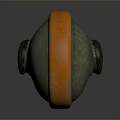 Futuristic Helmet Design With Orange Accent And Green Textured Surface