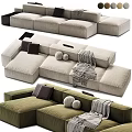 Modern Soft Modular Fabric Double Sofa With Decorative Pillows Blankets And Multiple Color Options