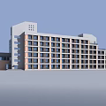 Modern Multi Storey School Building With Colored Exterior And Geometric Design 3d model