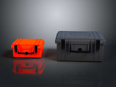 Two Orange And Gray Storage Boxes With Durable Design For Home Organization Use 3d model