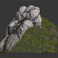 Rocky Mountain Landscape Model With Irregular Stone Texture And Green Vegetation 3d model