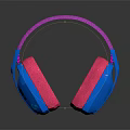 Stylish Modern Pink Blue Headphones With Padded Earmuffs And Reflective Design