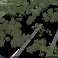 Lush Green Park Landscape with Scattered Trees and Sunlit Grass Areas 3d model