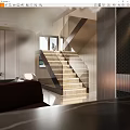Modern Interior Staircase With Wooden Steps And Glass Railing Design