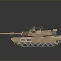 Desert Camouflage Military Battle Tank With Turret Cannon Antenna And Vehicle Number 83415
