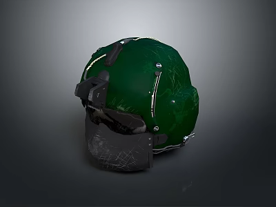 Green Tactical Weapon Helmet With Protective Visor And Secure Straps 3d model